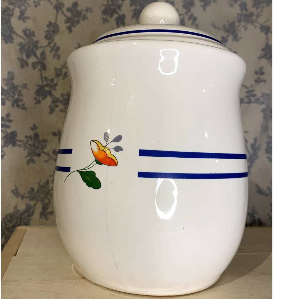 Vintage Gailstyn-Sutton 8" tall Floral Canister with Lid 1980s